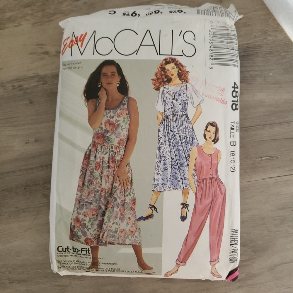 VTG Easy McCalls 4818 Sewing Pattern Size B (8-12) Open And Cut